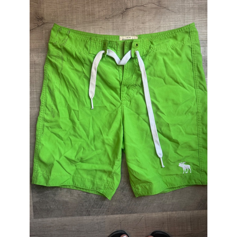 Abercrombie & Fitch Men's Swim Trunks Medium Lime Green Board Shorts Beach Y2K